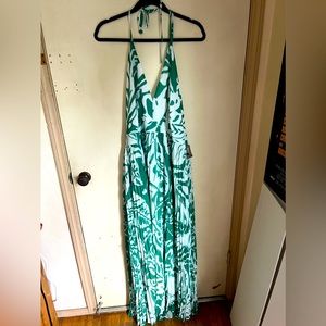 Halter print maxi dress